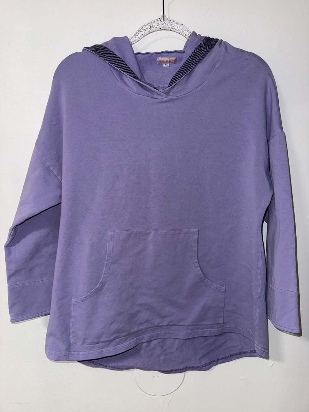Iridium Purple Oversized Hoodie with Striped Hood Lining Size XS
